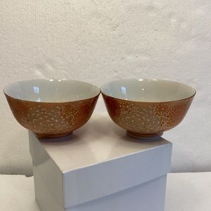 Vintage LJ Japan Chrysanthemum Rice Bowls. Set of 2.